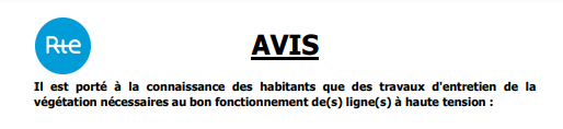 AVIS TRAVAUX RTE