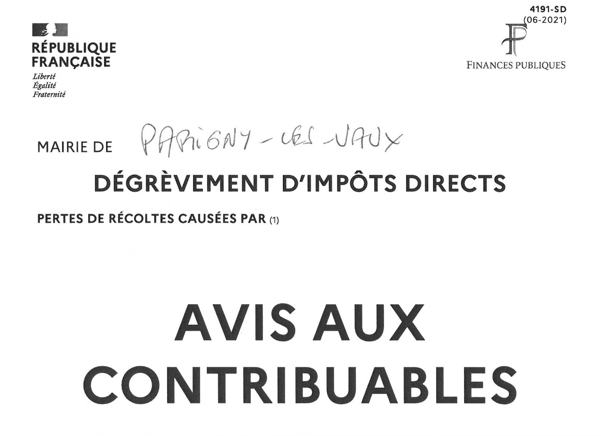 Avis aux contribuables